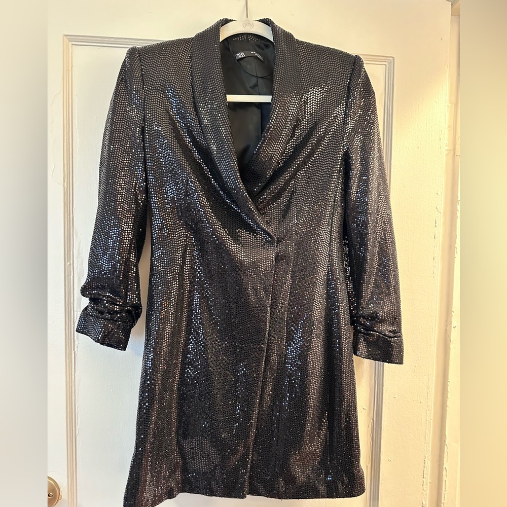 Black Sequin Blazer Dress
